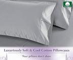 California Design Den Pillow Cases Standard Size Set of 2-1000 Thread Count Sateen, Soft & Thick 100% Cotton Standard/Queen Size Pillow Case Set, Durable - Light Grey