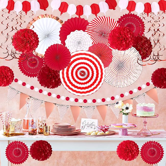 35PCS Party Decorations Paper Fan Hanging Set - Image 6