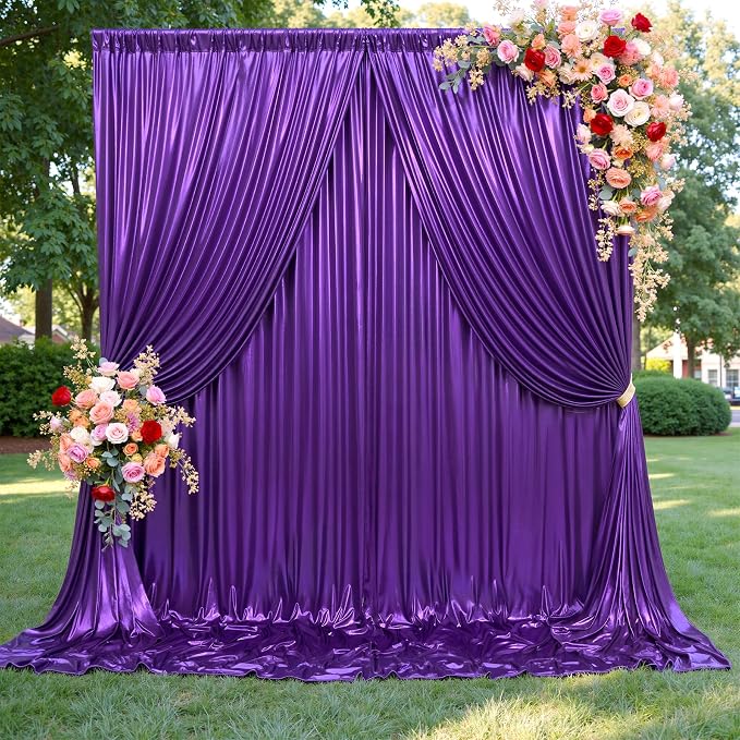 10ftx10ft Shimmer Purple Sequin Backdrop Curtain - Image 9