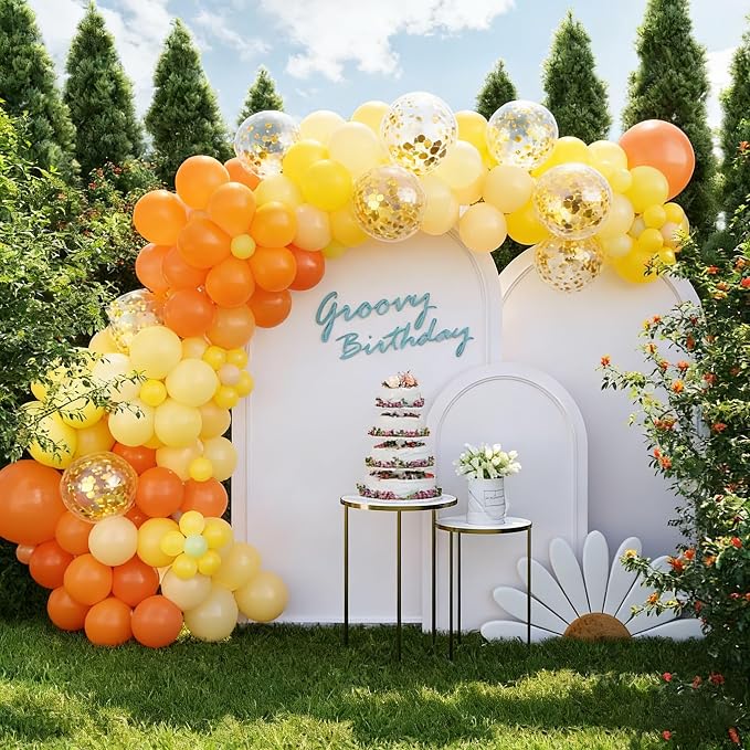 Yellow Beige Balloons 60Pcs 12 Inch Confetti Latex Balloon Kit - Image 5