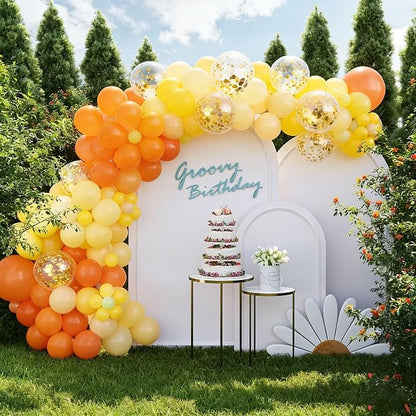 Yellow Beige Balloons 60Pcs 12 Inch Confetti Latex Balloon Kit - Image 5