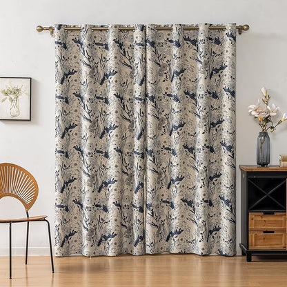 SUOUO Grey Blue Floral Blackout Curtains - Image 6
