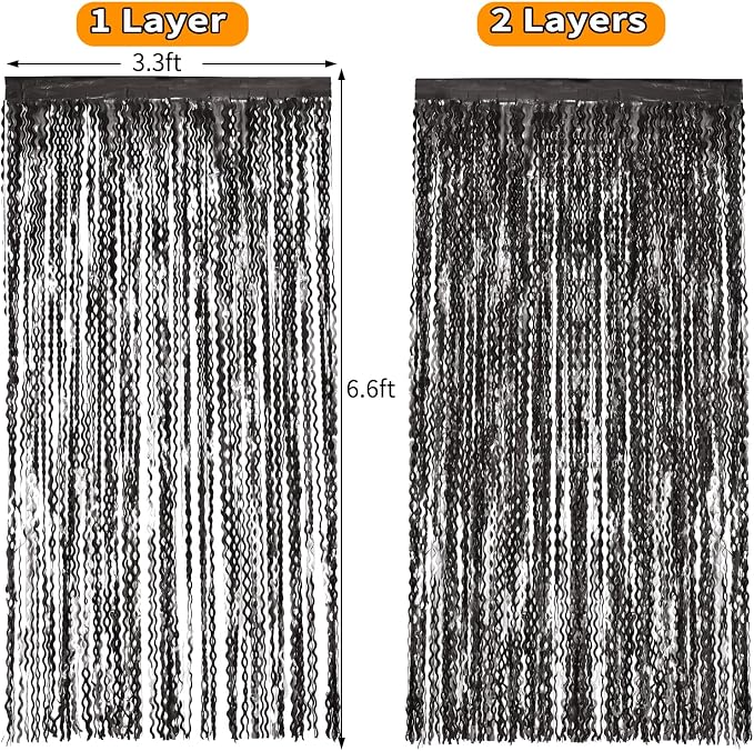 Black Foil Fringe Curtains Party Decorations - Image 4