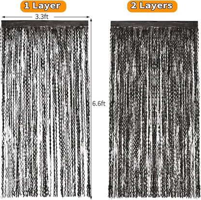 Black Foil Fringe Curtains Party Decorations - Image 4