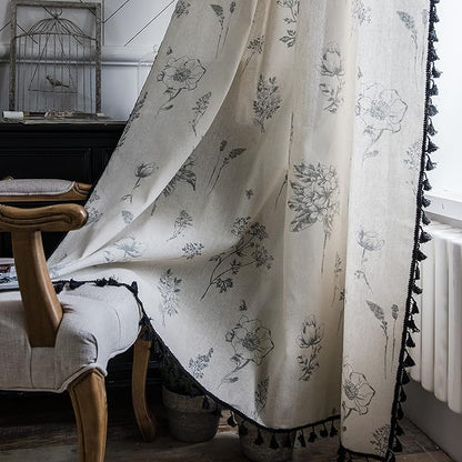 Sutuo Home Boho Curtain with Handmade Tassels, Rod Pocket Window Treatment by SutuoHome