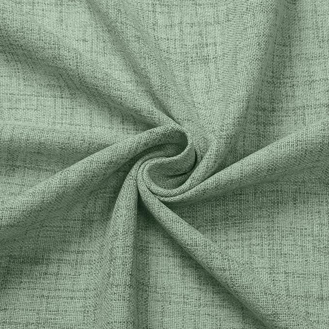 Tollpiz Short Linen Curtains Bedroom Rod Pocket Semi Sheer Curtain Burlap Light - Image 9