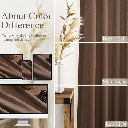 Caramel Brown Linen Curtains 84 Inches Long - Image 4