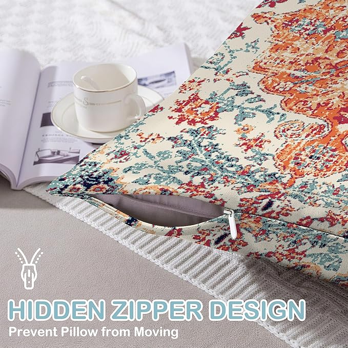 Satin Pillowcase 1 Pack-Boho Vintage Silky Pillow Cover for Hair and Skin,Standard Size 20x26 Inch Soft Cooling Printed Pillow Cases with Hidden Zipper,Gifts for Women Men