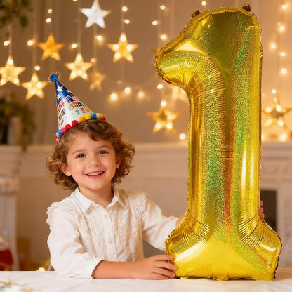 Jonhamwelbor 40 Inch Laser Gold Number 1 Balloon Foil Mylar Giant Balloon - Image 5