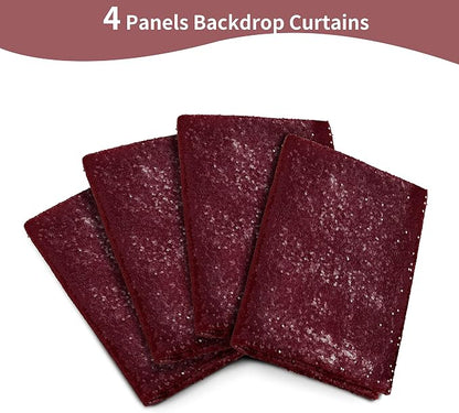 Burgundy Sequin Backdrop 4 Pcs 2ftx8ft Glitter Backdrop Curtains Birthday Party - Image 6