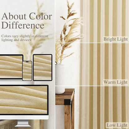 Cream Yellow Linen Curtains 102 Inches Long - Image 3