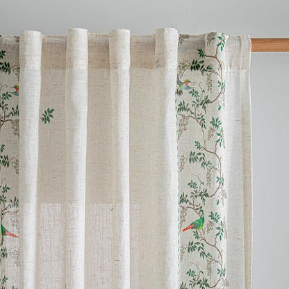MYSKY HOME Boho Curtains for Bedroom 63 Inch Long Linen Blended Semi Sheer Back - Image 7