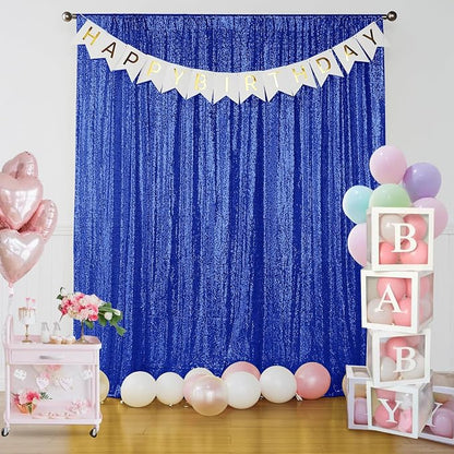Sugargirl Royal Blue Sequin Backdrop Curtain 3 Panels 2FTx8FT Glitter Royal - Image 2