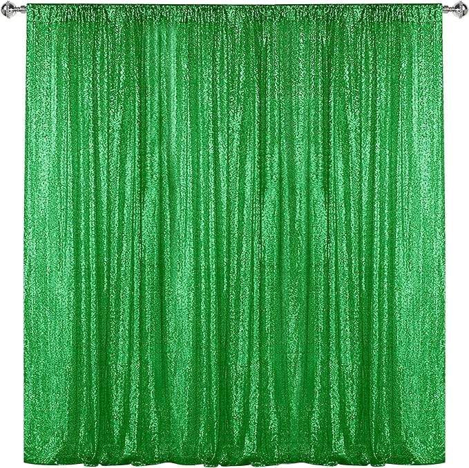 Sugargirl Grass Green Sequin Backdrop Curtain 7FTx7FT Glitter Grass Green by Sugargirl