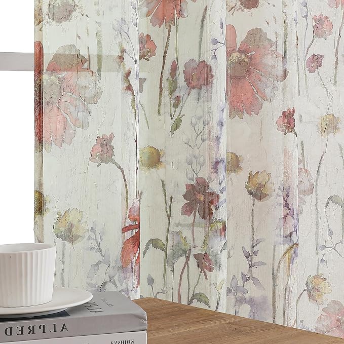 Printed Sheer Curtians 54 Inches Long - Image 2