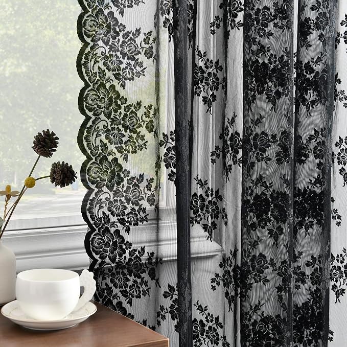 Kotile Gothic Black Lace Curtains by Kotile+Curtains