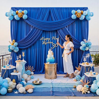 20ft x 12ft Wrinkle Free Royal Blue Backdrop Curtains - Image 3