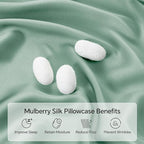 INFIIXSO Mulberry Silk Pillowcase for Hair and Skin, Silk Pillow Cases Standard Size with Hidden Zipper 20x26 Inches, Super Smooth and Soft Cooling Pillow Cases for Hot Sleepers(Mint Green, 1 Pack)