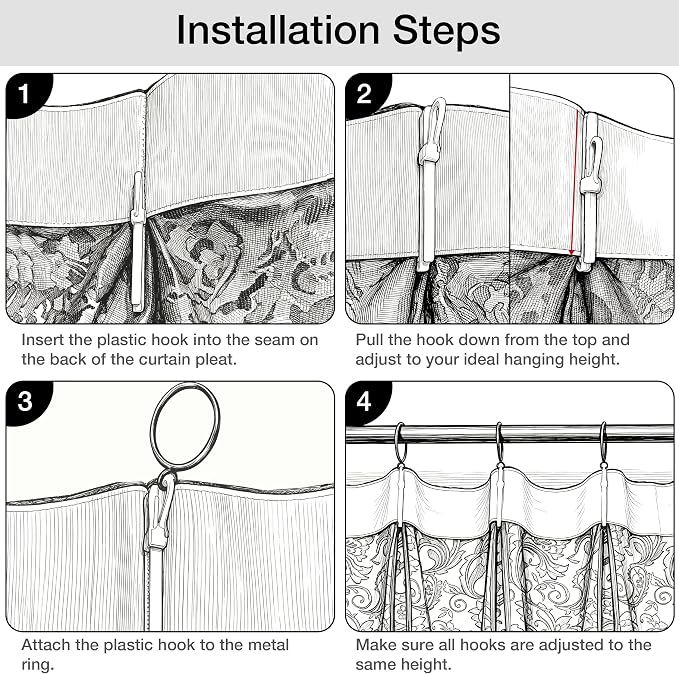 Bujasso Black Lace Pinch Pleat Curtains 96 inch, Gothic Vintage Floral Sheer - Image 4