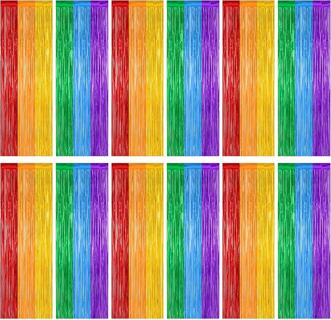ZATAYE 12 Pack Rainbow Kindergarten Foil Curtain Streamer Decorations | Rainbow by ZATAYE