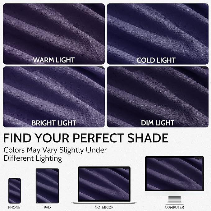 Purple Linen Curtains 84 Inches Long, Back Tab Light Filtering Semi Sheer - Image 4