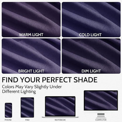 Extra Long Curtain Purple Morden Linen Blend Light Filtering Back Tab Curtains - Image 4