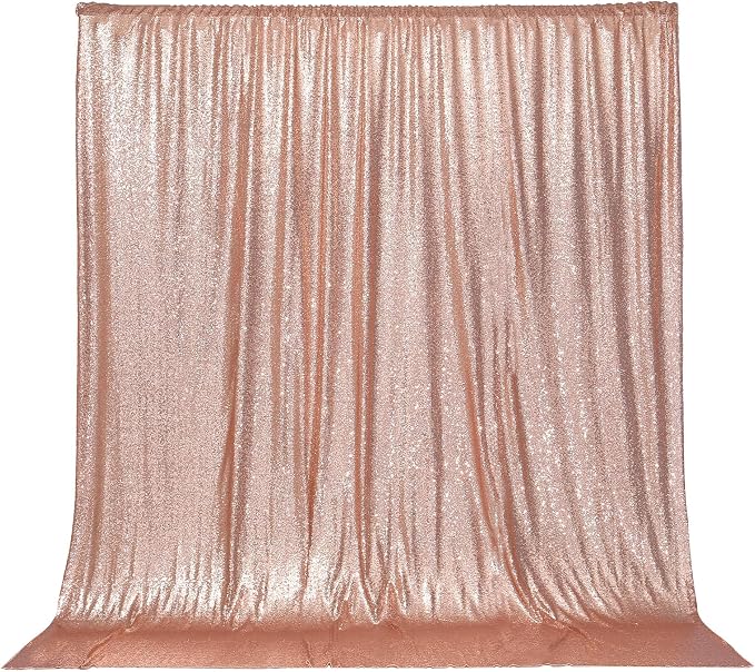 PartyDelight Rose Gold Sequin Backdrop Curtains 6x8ft | Sparkly 3mm sequins by PartyDelight