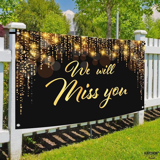 KatchOn We Will Miss You Banner Black and Gold 72x44 Inch | Black and Gold We - Image 6