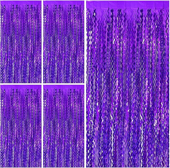 Tinsel Foil Fringe Curtains Wavy Backdrop by BOMSI