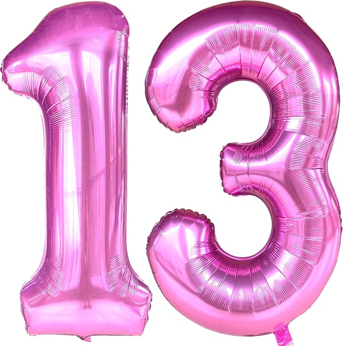 Jonhamwelbor 13 Balloon Numbers Pink 13 Foil Mylar Jumbo Giant Big Large 31 by Jonhamwelbor