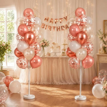 HIINS Rose Gold White Balloon Stand Kit Set of 2 - Image 9
