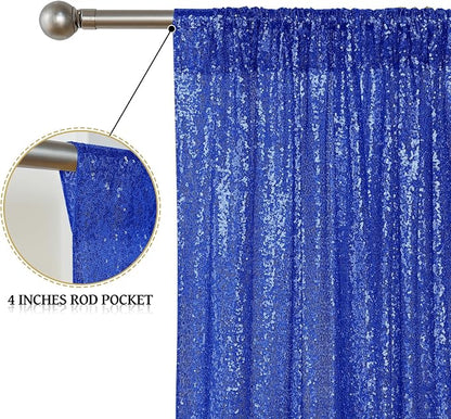 Sugargirl Royal Blue Sequin Backdrop Curtain 2 Panels 2FTx8FT Glitter Royal - Image 4