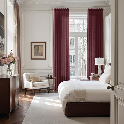 Burgundy Linen 112 Inch Curtains - Image 7