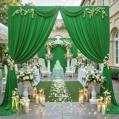 10 ft x 10 ft Wrinkle Free Green Backdrop Curtain - Image 4