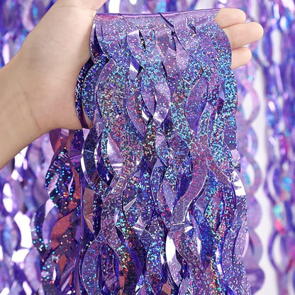 Purple Foil Fringe Curtains Party Decorations by CYLMFC