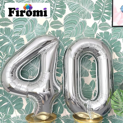 FIROMI 40 Number Balloons Silver Big Foil Mylar 40th Balloon Numbers 40inch | - Image 4