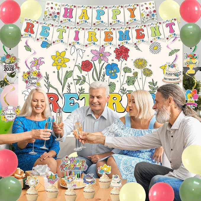 Roetyce Flower Retirement Party Decorations, Legend Has Retired Photo Backdrop - Image 8