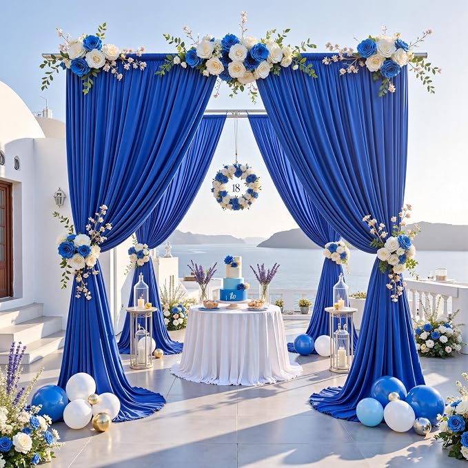 20ft x 12ft Wrinkle Free Royal Blue Backdrop Curtains - Image 8