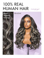 LUVME HAIR 7x6 HD Lace All-Day Comfort Wig 200% Density Hair PartingMax Lace Wigs Mix Blonde Highlight Color Loose Body Wave Lace Front Wigs Human Hair Pre Cut Plucked Lace Frontal Glueless 28 Inches