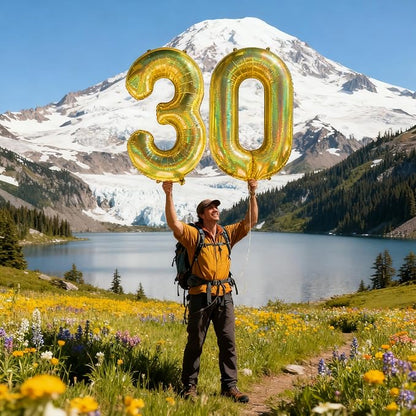 Jonhamwelbor 40 Inch Laser Gold 30 Balloon Numbers Foil Mylar Giant Balloon - Image 6