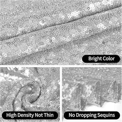 2×8FT-2PCS Silver Sequin Backdrop Curtains Panels, Photography Backdrop Glitter - Image 7