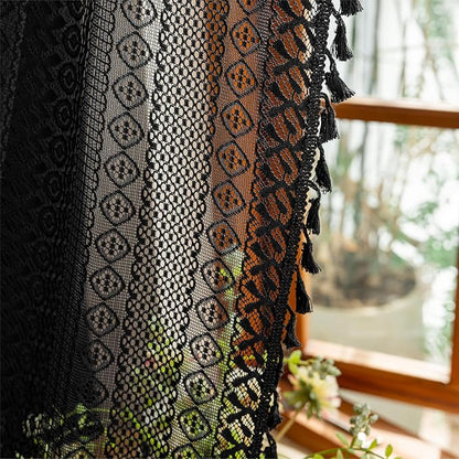 Sutuo Home Black Boho Sheer Curtains 84 inches Long - Image 8