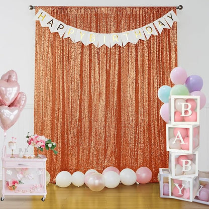 Sugargirl Orange Sequin Backdrop Curtain 6 Panels 2FTx8FT Glitter Orange - Image 8