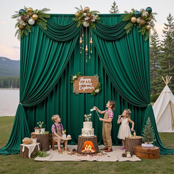 50ft x 15ft Hunter Green Backdrop Curtains - Image 8