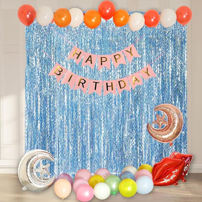 4 Pack Wavy Blue Tinsel Backdrop Streamers Party Decorations 3.3x6.6 Feet | - Image 6