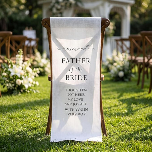 HunnmingRe Father of the Bride Wedding Memorial Reserved Chair Sign Banner in by HunnmingRe