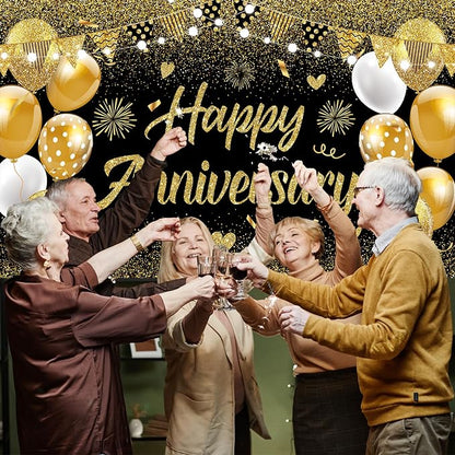 Black Gold Happy Wedding Anniversary Banner - Image 6