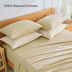 JELLYMONI 100% Cotton Striped Standard Pillowcases Set, 2 Pack White and mustard Yellow Stripes Pillow Covers with Envelope Closure(Pillows are not Included)