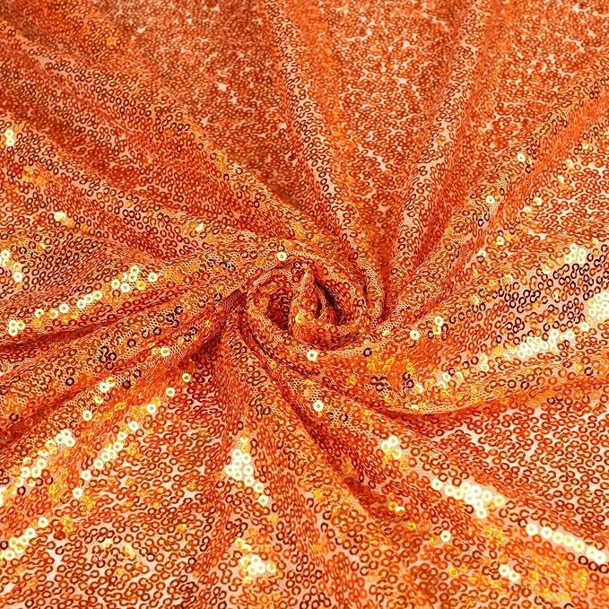 Eternal Beauty Orange Sequin Backdrop Curtains, 4 Panels 2x8FT | 3mm Sparkle - Image 7