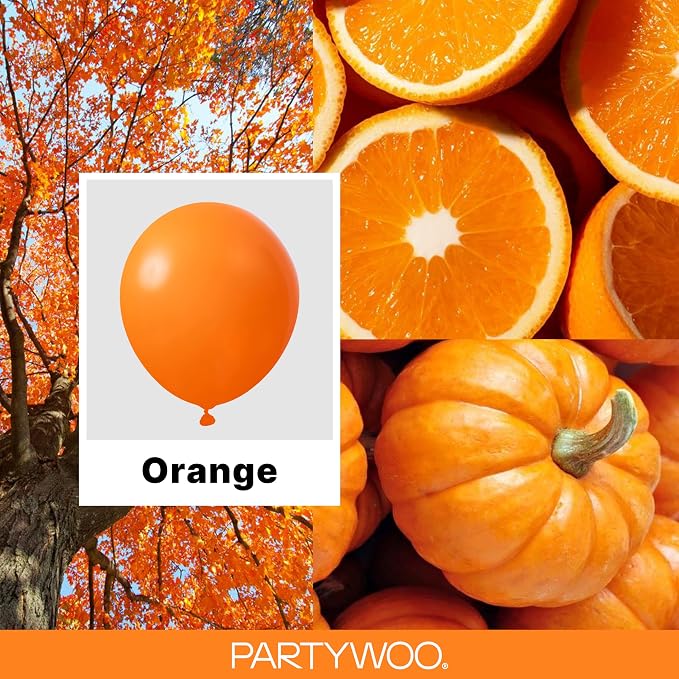 PartyWoo Orange Balloons 123pcs Fall Latex Helium Balloons Different Sizes | 18 - Image 2